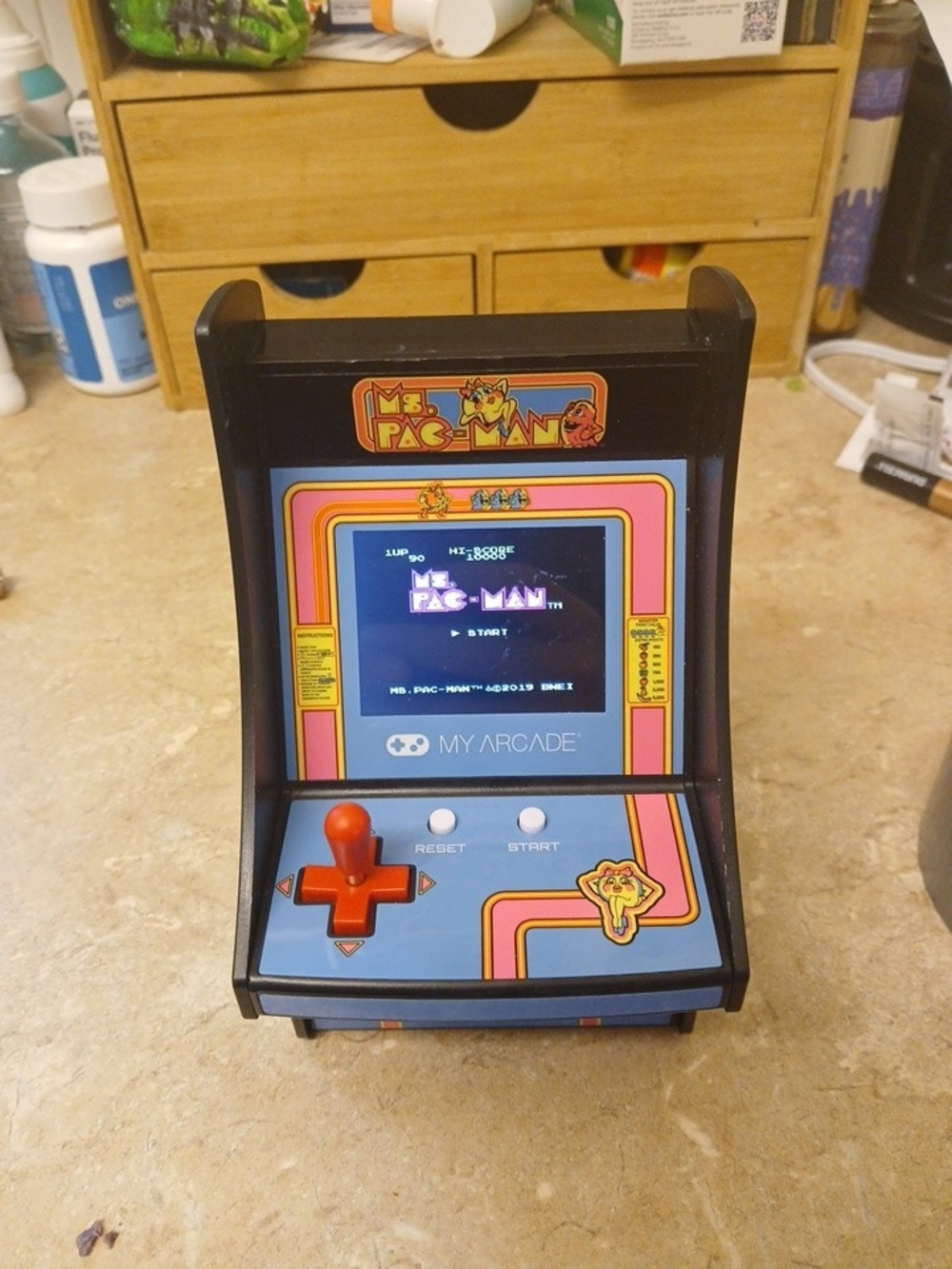 Arcade Ms. Pac-Man Mini Arcade Machine - Black/Blue
